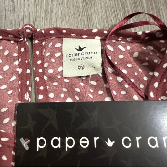 Paper Crane Smocked Band 3/4 Puff Sleeve Polka Dot Top Size XS - Picture 7 of 10